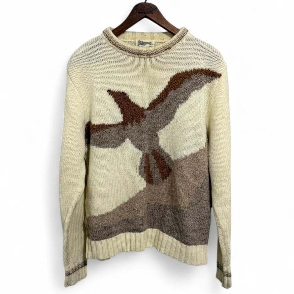 Vintage Alexxus Bird Flight Graphic Knit Sweater Large